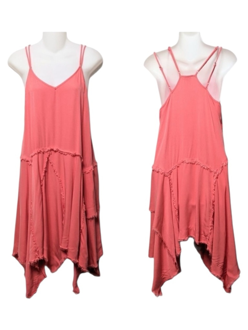 UMGEE Tattered Up Asymmetrical Raw Hem Slip Dress S